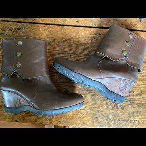 Sanita Brown Wedge Booties